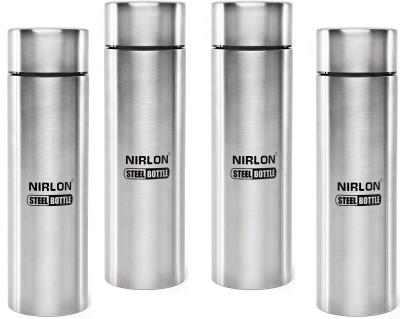 NIRLON Jeet Single Wall Stainless Steel Fridge Water Bottle 1000 ml Bottle(Pack of 4, Silver, Steel)
