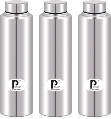 PIQUANT KITCHENWARE Fridge Stainless Steel school, College, Gym & Sports Water Bottle 750 ml Bottle(Pack of 3, Silver, Steel)