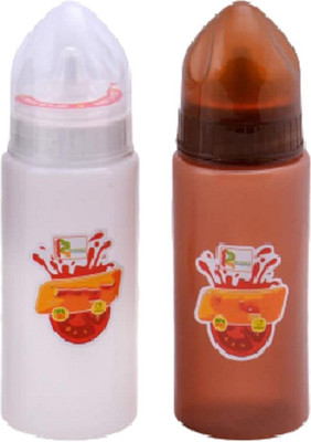 PuthaK Plastic Squeeze Squirt Condiment with Twist On Cap Lids - top dispensers 500 ml Bottle(Pack of 2, Multicolor, Plastic)