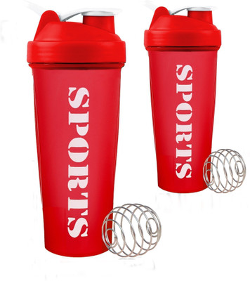 FIT FOCUS 600 ml Plastic Shaker(Pack of 2, Red)