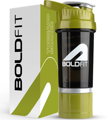 BOLDFIT 500 ml Plastic Shaker(Pack of 1, Green, Black)