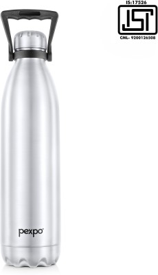 pexpo 2000ml 24 Hrs Hot and Cold Vacuum Insulated Water Bottle With Carry Handle, Echo 2000 ml Flask(Pack of 1, Silver, Steel)