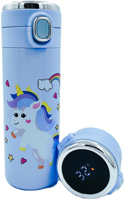 Iktu Unicorn Steel Bottle Temperature Display Flask SS304 Vacuum Insulated Bottle 420 ml Flask(Pack of 1, Light Blue, Steel)