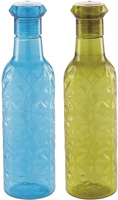 SHIRDIORNAMENTS Plastic Unbreakable Fridge Water Bottle for Office 600 ml Bottle(Pack of 2, Blue, Green, Plastic)