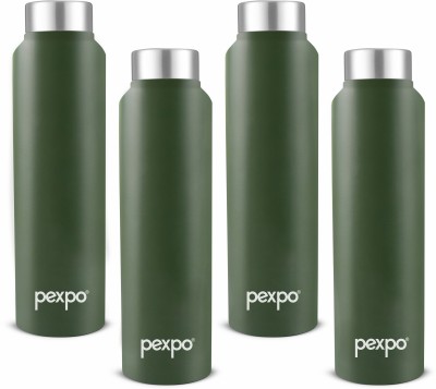 pexpo 1000 ml Fridge Stainless Steel Water Bottle, Chromo-Xtreme 1000 ml Bottle(Pack of 4, Green, Steel)