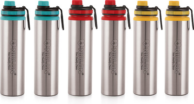 NIRLON 900 ml Steel Bottle(Pack of 6, Multicolor)