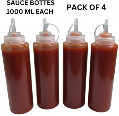 HOMLASA 1000 ml Plastic Bottle(Pack of 4, White)