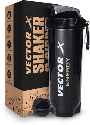 VECTOR X 600 ml Plastic Shaker(Pack of 1, Black)