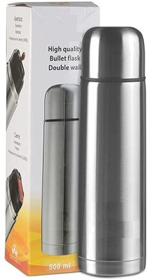 PARYAVARAN Stainless Steel Water Bottle Double Wall Vacuum Insulated Steel Thermos 500 ml Bottle(Pack of 1, Steel/Chrome, Plastic)