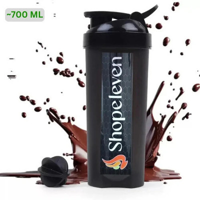 Shopeleven 700 ml Plastic Shaker(Pack of 1, Black)