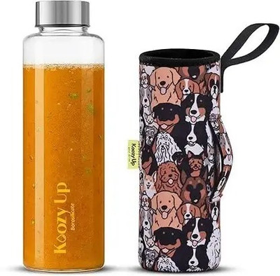 KoozyUp 1000 ml Borosilicate Glass Bottle(Pack of 1, Brown)