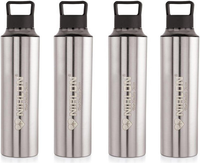 NIRLON 900 ml Steel Bottle(Pack of 4, Silver, Black)