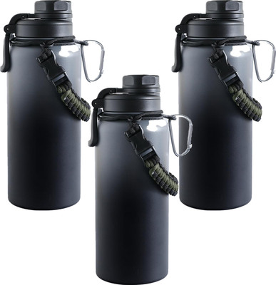 KUBER INDUSTRIES 960 ml Steel Bottle(Pack of 3, Black, Grey)