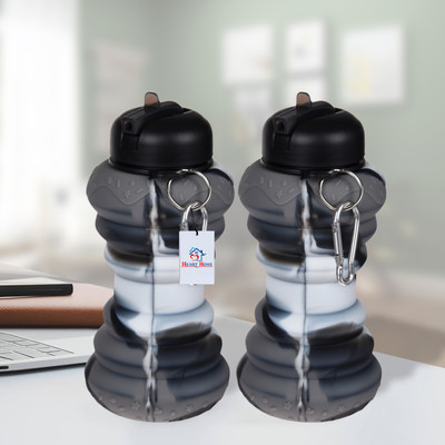 Heart Home 600 ml Silicone Bottle(Pack of 2, Black)