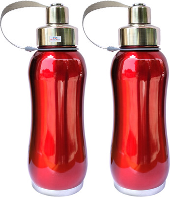Heart Home 1000 ml Steel Bottle(Pack of 2, Maroon)
