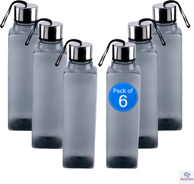 Heart Home 1000 ml Plastic Bottle(Pack of 6, Black)