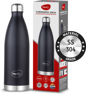 Pigeon 1000 ml Steel Flask(Pack of 1, Black)