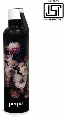 pexpo 24 Hrs Hot & Cold ISI Certified,Oslo With Printed Design Vacuum insulated Bottle 750 ml Flask(Pack of 1, Black, Steel)
