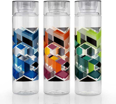 Raghunandan Round Printed bottle small Cap Fridge Bottle For School & office 1000 ml Bottle(Pack of 3, White, Plastic)