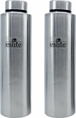 Eslite Stainless Steel Single Walled Bottle Set of 2 Pcs 1 L (1pcs Each) 1000 ml Bottle(Pack of 2, Silver, Steel)