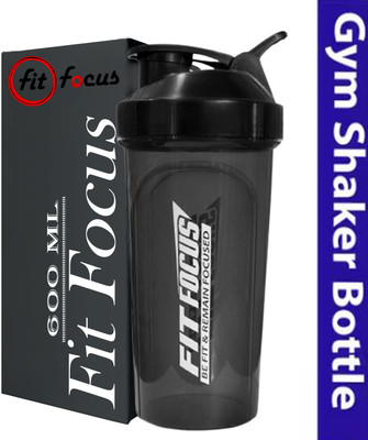 FIT FOCUS 600 ml Plastic Shaker(Pack of 1, Black)