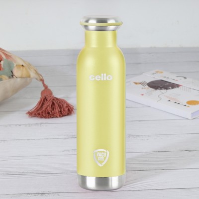 cello Duro Sip, Duro Tuff Steel Series, Water Flask with Durable DTP Coating 600 ml Flask(Pack of 1, Yellow, Steel)