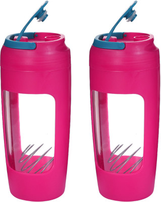 NOVEL 700 ml Plastic Shaker(Pack of 2, Pink)