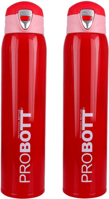 PROBOTT Thermosteel Vacuum Flask Hot & Cold Sports Bottle Each 750ml -Red (Pack of 2) 750 ml Flask(Pack of 2, Red, Steel)