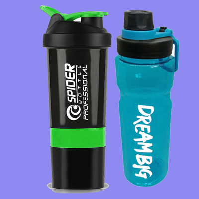 TRUE INDIAN 500 ml Plastic Shaker(Pack of 2, Green, Black)