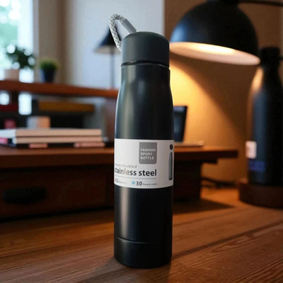 Dhanshika 550 ml Steel Bottle(Pack of 1, Black)