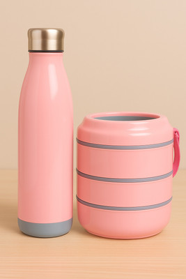 AAA 1000 ml Plastic, Stainless Steel Bottle(Pack of 1, Pink, Off White, Light Blue)