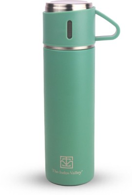 The Indus Valley Pro-Hydro Vacuum Insulated Flask with Drinking Mug| 500 ml Flask(Pack of 1, Green, Steel)