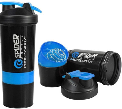 BABACOA 500 ml Plastic Shaker(Pack of 1, Blue, Black)