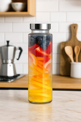 b7 Creations 500 ml Glass Bottle(Pack of 1, Silver)