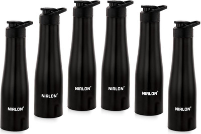NIRLON 1000 ml Steel Bottle(Pack of 6, Black)