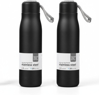 Bnt present 500 ml Stainless Steel Flask(Pack of 2, Black)