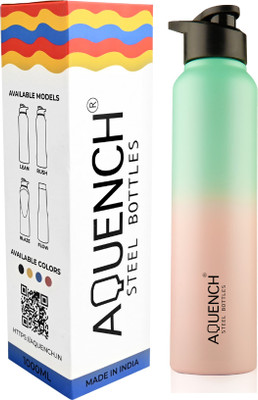 AQUENCH 1000 ml Steel Sipper(Pack of 1, Pink, Green)