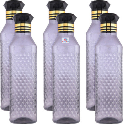Heart Home 1000 ml Plastic Bottle(Pack of 6, Black)