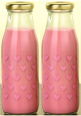AFAST 300 ml Glass Bottle(Pack of 2, Clear, Pink)