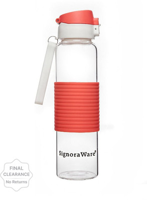 Signoraware Aqua Flip Top Glass Water Bottle, 350ml/18mm, Red — Aqua Flip 350 Ml 350 Ml Bottle (Pack Of 1, Clear, Red, Glass) For Rs. 99 @ 77 %