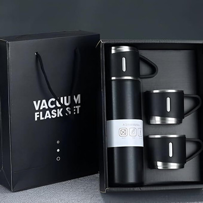 SAWARIYA Smart Vacuum flask 3 cup bottle. 500 ml Flask(Pack of 1, Black, Steel)