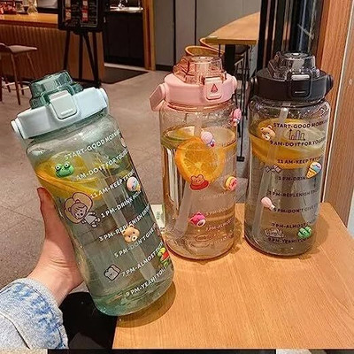 SeaRegal 2000 ml Plastic Bottle With Drinking Glass(Pack of 1, Multicolor)