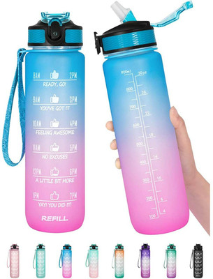 CREATION BAZAAR MOTIVATIONAL WATER BOTTLE 02 1000 ml Bottle(Pack of 1, Multicolor, Silicone)