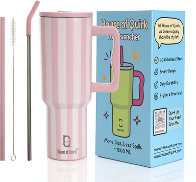 HOUSE OF QUIRK 1200 ml Steel Bottle(Pack of 1, Pink, White)