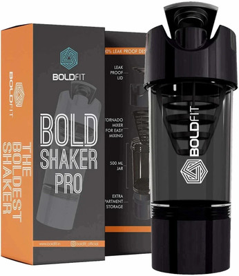 BOLDFIT 500 ml Plastic Shaker(Pack of 1, Black)