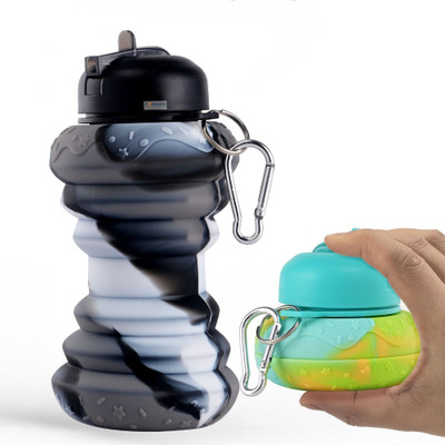 HOMESTIC by Kuber Industries 600 ml Silicone Bottle(Pack of 2, Black, Green)