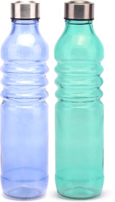 red butler Coloured Glass Bottle 750ml | 2pcs Set | Green & Blue 750 ml Bottle(Pack of 2, Multicolor, Glass)