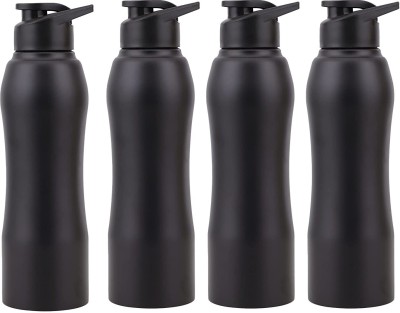 KARFEE 1000 ml Stainless Steel Sports/Sipper Water Bottle (Set of 4, Black, Mistro) 4000 ml Bottle(Pack of 4, Black, Steel)
