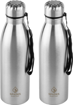 SPADES 1000 ml Stainless Steel Bottle(Pack of 2, Silver)