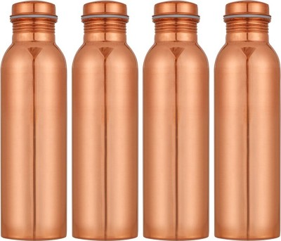 . Copper Water Bottle, 1000 ml, Ayurvedic, Yoga, Handmade, Pure Copper, Leak proof, Joint less, Travel Essential, Drinkware 1000 ml Bottle(Pack of 4, Brown, Copper)